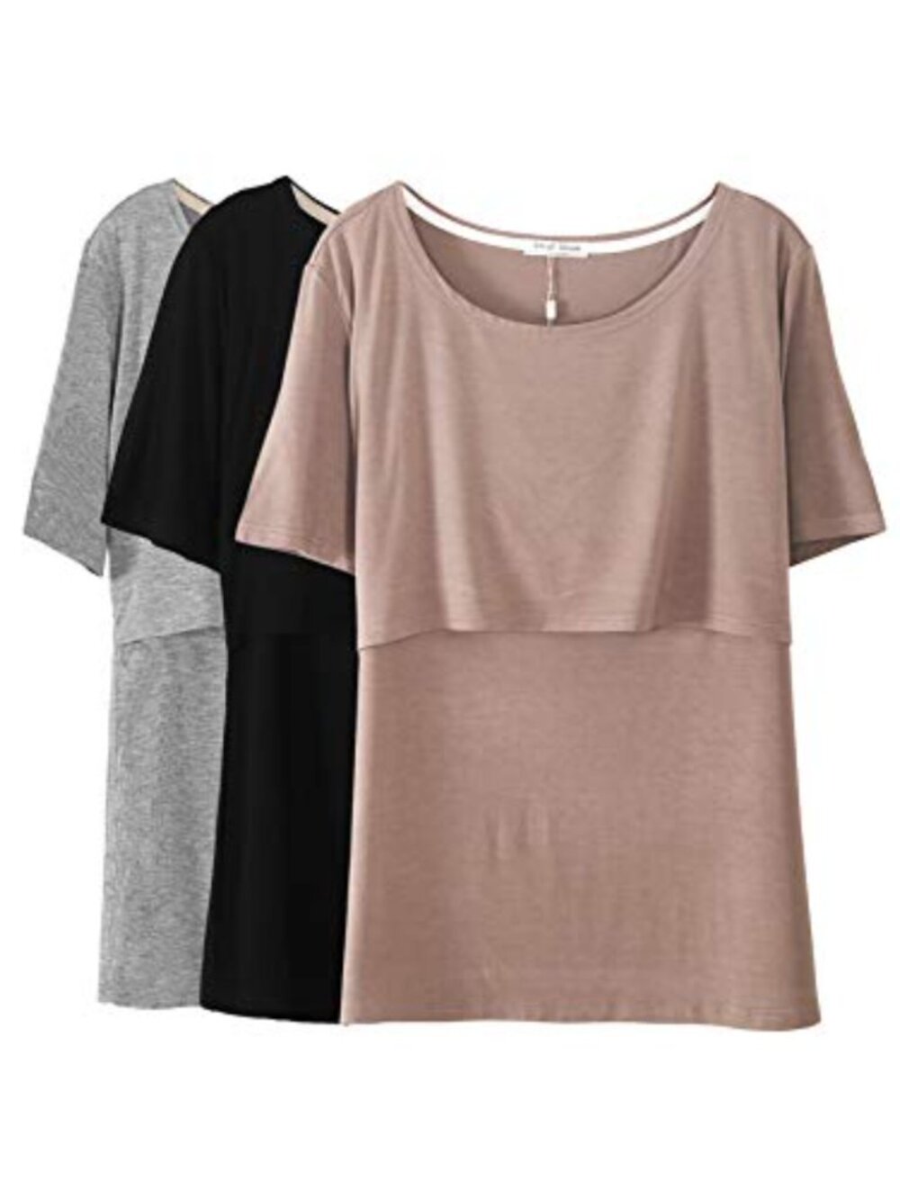 3-Pack Nursing Tops Short Sleeve Maternity Breastfeeding Shirts